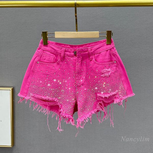 women's jeans ripped denim shorts pants summer high waist slimming color rhinestone wide leg holiday short mujer women's, Blue
women's jeans ripped denim shorts pants summer high waist slimming color rhinestone wide leg holiday short mujer women's, Blue