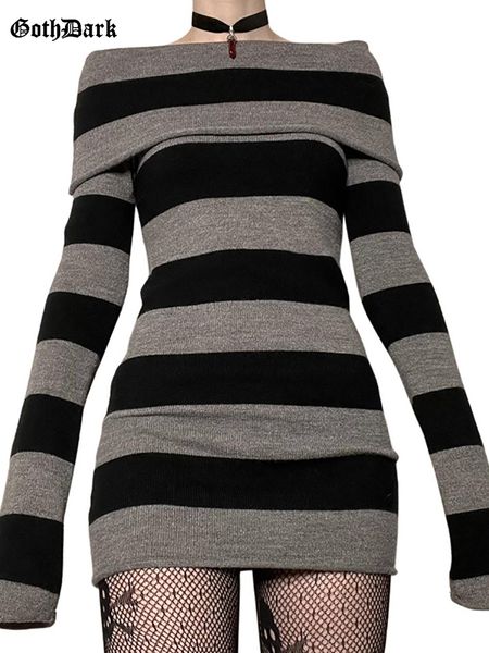 casual dresses goth dark e-girl striped gothic aesthetic dresses grunge long sleeve knitted skinny dress for women off shoulder streetwear 2, Black;gray
casual dresses goth dark e-girl striped gothic aesthetic dresses grunge long sleeve knitted skinny dress for women off shoulder streetwear 2, Black;gray