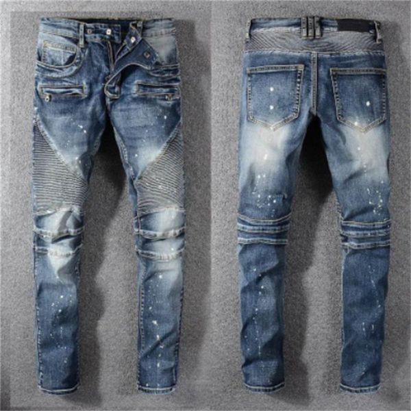 designer mens jeans distressed men's clothing ripped biker slim fit motorcycle bikers denim for men s fashion mans black pants pour hom, Blue
designer mens jeans distressed men's clothing ripped biker slim fit motorcycle bikers denim for men s fashion mans black pants pour hom, Blue