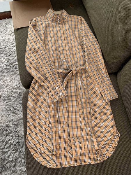 womens designer clothing dress custom buttons stand-up collar long-sleeved checked dress curved hem belt design classic basic style maxiskit, Black;gray 
womens designer clothing dress custom buttons stand-up collar long-sleeved checked dress curved hem belt design classic basic style maxiskit, Black;gray