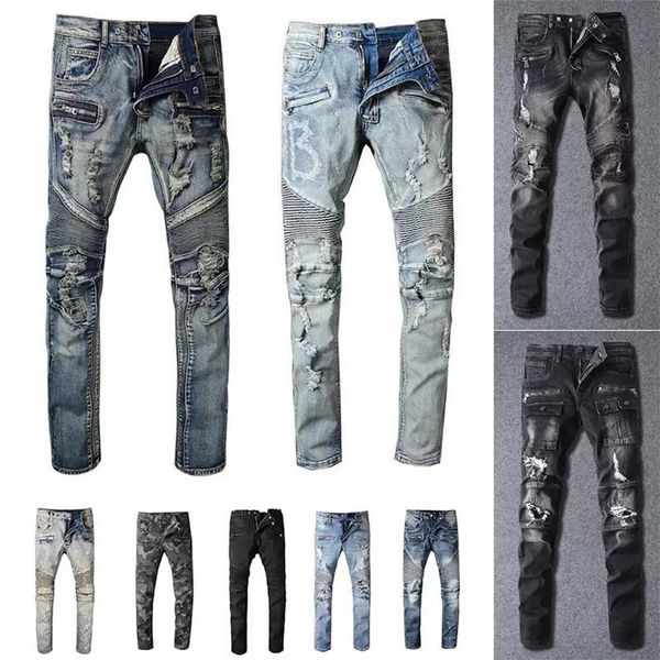 designer mens jeans distressed men's clothing ripped biker slim fit motorcycle bikers denim for men s fashion mans black pants pour hom, Blue
designer mens jeans distressed men's clothing ripped biker slim fit motorcycle bikers denim for men s fashion mans black pants pour hom, Blue