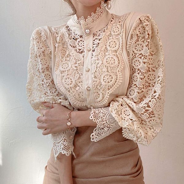 women's blouses shirts women stand collar lace patchwork shirts casual hollow out flower petal sleeve buttonw white shirts for women 2
women's blouses shirts women stand collar lace patchwork shirts casual hollow out flower petal sleeve buttonw white shirts for women 2