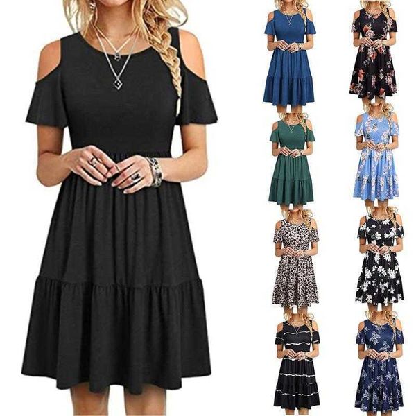 spring and summer womens dresses fashion short sleeved off shoulder dress, Black;gray
spring and summer womens dresses fashion short sleeved off shoulder dress, Black;gray
