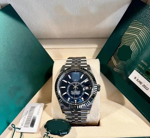 with original box luxury wristwatch brand new sky-dweller white gold blue dial 42mm jubilee watch 326934 men's automatic watch 2023, Slivery;brown
with original box luxury wristwatch brand new sky-dweller white gold blue dial 42mm jubilee watch 326934 men's automatic watch 2023, Slivery;brown