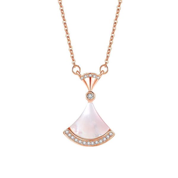 white fritillaria fan-shaped skirt pendant female titanium steel plated 18k rose gold inlaid necklace 520 gift for valentine's day, Silver
white fritillaria fan-shaped skirt pendant female titanium steel plated 18k rose gold inlaid necklace 520 gift for valentine's day, Silver