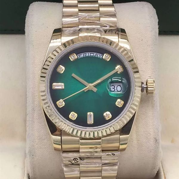 original box certificate 18k gold president male watches day date diamonds green dial watch men stainless diamond bezel automatic wristwatch, Slivery;brown
original box certificate 18k gold president male watches day date diamonds green dial watch men stainless diamond bezel automatic wristwatch, Slivery;brown