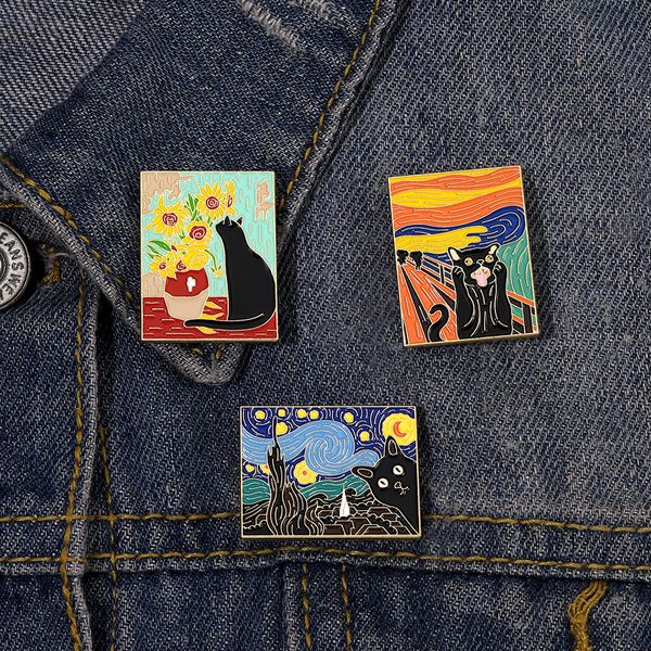 oil painting brooch black cat enamel pins starry sky flower lapel pin clothes hat jewelry accessories metal badge for friends, Gray
oil painting brooch black cat enamel pins starry sky flower lapel pin clothes hat jewelry accessories metal badge for friends, Gray