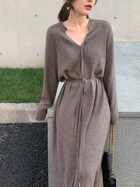 casual dresses vintage sweater knitted dress for women brief v-neck warm drawstring lace-up loose midi female maxi dress autumn winter cloth, Black;gray
casual dresses vintage sweater knitted dress for women brief v-neck warm drawstring lace-up loose midi female maxi dress autumn winter cloth, Black;gray