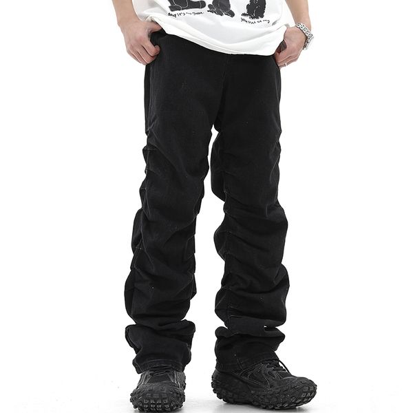 high street black straight men's jeans pants vintage pleated denim oversize jean, Black;brown
high street black straight men's jeans pants vintage pleated denim oversize jean, Black;brown