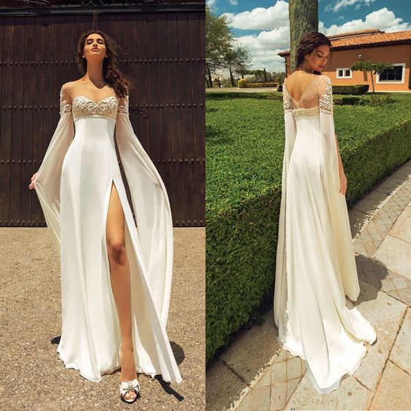 elegant a-line wedding dresses sweetheart high waist long sleeves applicants beaded on satin split floor length custom made plus size bridal, White
elegant a-line wedding dresses sweetheart high waist long sleeves applicants beaded on satin split floor length custom made plus size bridal, White