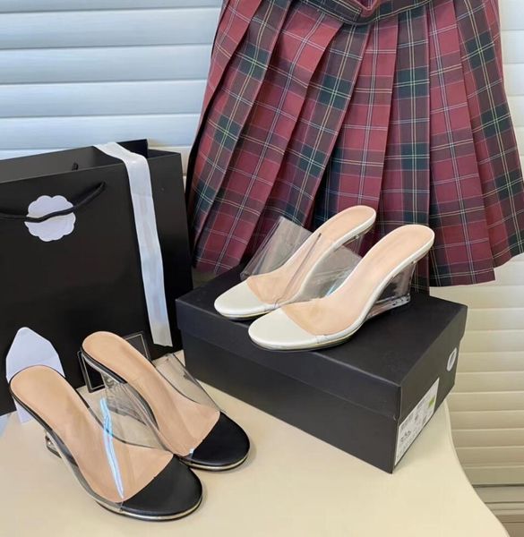 designer womens high-heeled shoes slipper transparency rubber fashion wedge luxury sheepskin sandals summer lady high heel slippers, Black
designer womens high-heeled shoes slipper transparency rubber fashion wedge luxury sheepskin sandals summer lady high heel slippers, Black