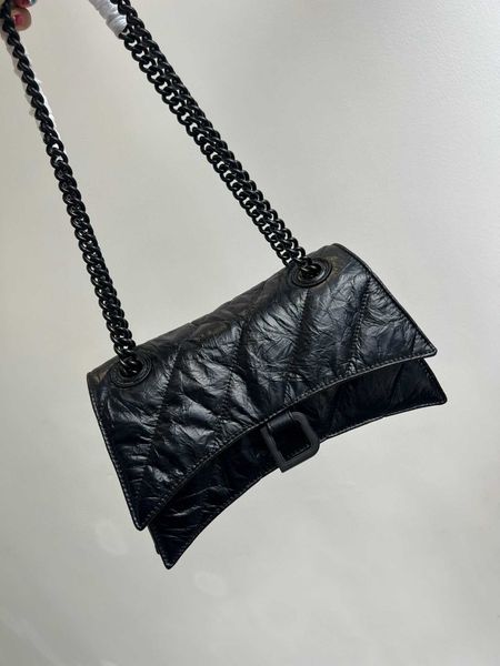 double chain seam bag one shoulder cross body oil wax hourglass bag