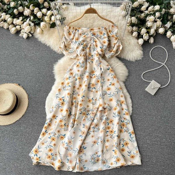 womens floral dress summer french style platycodon grandiflorum off shoulder, Black;gray
womens floral dress summer french style platycodon grandiflorum off shoulder, Black;gray