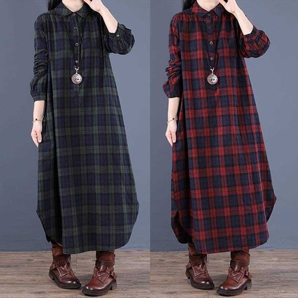 womens korean style casual dresses loose stitching plaid cotton and linen lapel, Black;gray
womens korean style casual dresses loose stitching plaid cotton and linen lapel, Black;gray