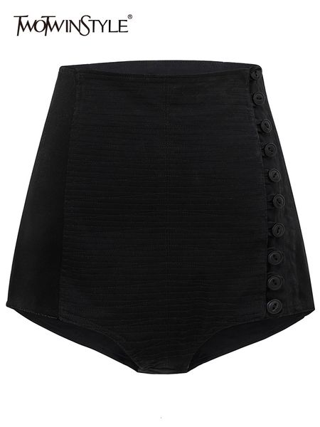 women's shorts twotwinstyle black short pants for women high waist solid minimalist single breasted slim shorts female clothing summer, White;black
women's shorts twotwinstyle black short pants for women high waist solid minimalist single breasted slim shorts female clothing summer, White;black