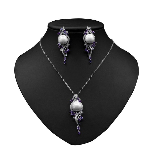 wedding accessories high-end jewelry necklace earrings set party ball dress love jewelry designer pearl 925 silver needle red green purple w, White
wedding accessories high-end jewelry necklace earrings set party ball dress love jewelry designer pearl 925 silver needle red green purple w, White