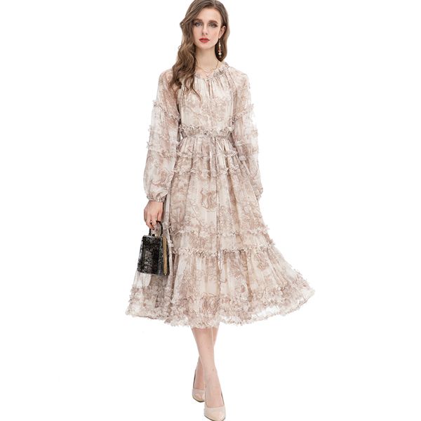 women's runway dresses o neck long sleeves lace up printed elegant fashion designer vestidos, Black
women's runway dresses o neck long sleeves lace up printed elegant fashion designer vestidos, Black