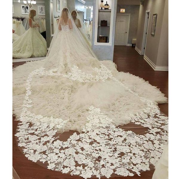 amazing 3m length and width one layer wedding veils lace appliqued long cathedral length veils custom made tulle ivory bridal veil, Black
amazing 3m length and width one layer wedding veils lace appliqued long cathedral length veils custom made tulle ivory bridal veil, Black