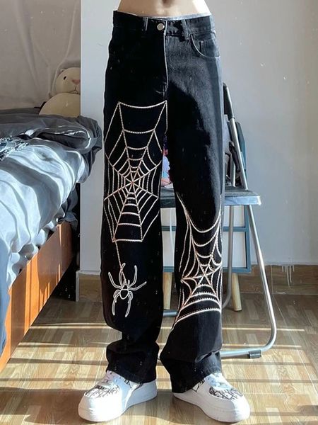 women's pants capris spider web embroidery woman jeans high street harajuku vintage streetwear high waisted jeans loose straight wide l, Black;white
women's pants capris spider web embroidery woman jeans high street harajuku vintage streetwear high waisted jeans loose straight wide l, Black;white