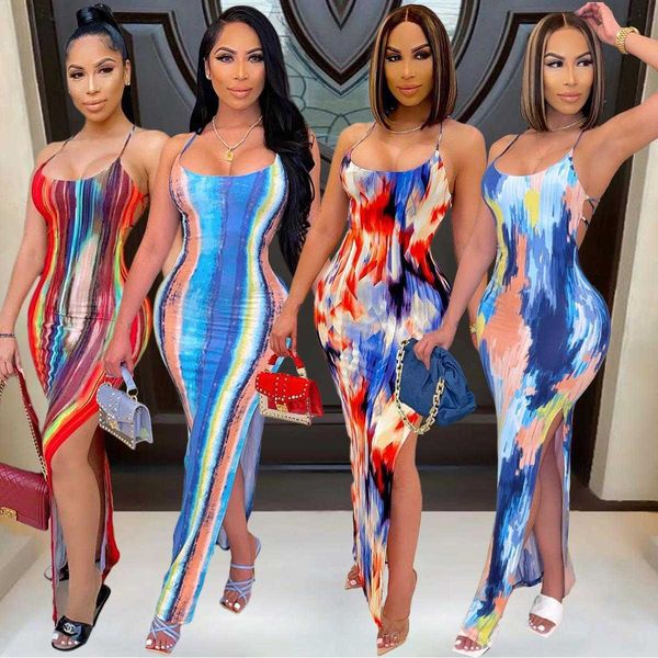 womens clothing spring dresses and summer tie dye printed strap backless slit, Black;gray
womens clothing spring dresses and summer tie dye printed strap backless slit, Black;gray