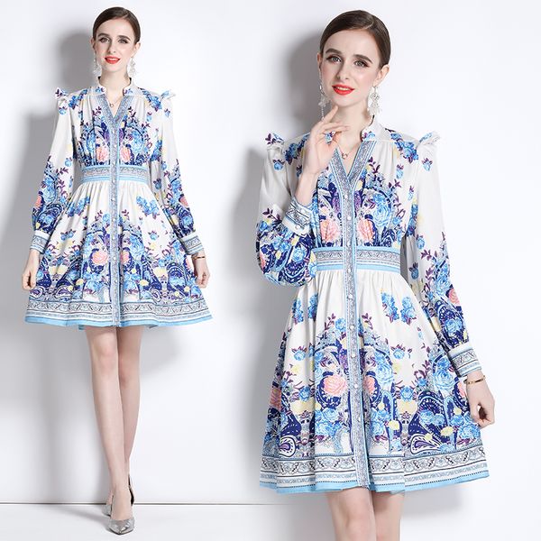 2023 retro floral runway mini dress women long sleeve v-neck white designer dresses milan style birthday dinner ladies party print slim a-li, Black;gray
2023 retro floral runway mini dress women long sleeve v-neck white designer dresses milan style birthday dinner ladies party print slim a-li, Black;gray