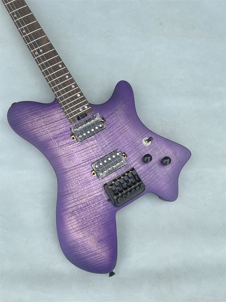 custom 2023 grand headless guitar fanned frets electric guitar purple color roasted flame maple neck guitar
custom 2023 grand headless guitar fanned frets electric guitar purple color roasted flame maple neck guitar