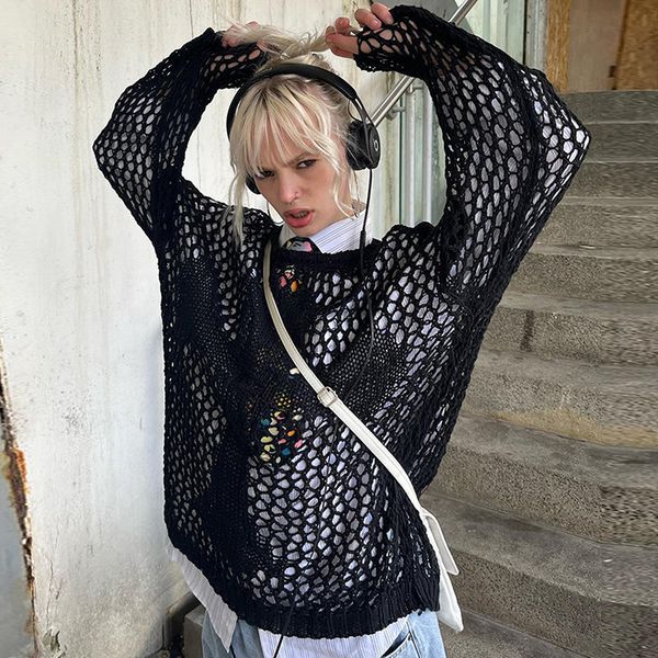 women's sweaters doury gothic hollow out knitted pullovers vintage dark academia harajuku sweater y2k see through oversized cover-up y, White;black
women's sweaters doury gothic hollow out knitted pullovers vintage dark academia harajuku sweater y2k see through oversized cover-up y, White;black