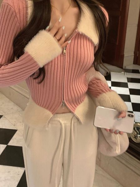 women's knits tees faux fur knitted sweater women design slim elegant zipper pullover office lady casual y2k crop korean fashion winte, White
women's knits tees faux fur knitted sweater women design slim elegant zipper pullover office lady casual y2k crop korean fashion winte, White