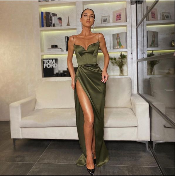 high slit long prom dresses backless spaghetti straps satin formal occasion women prom party gowns custom made evening, Black
high slit long prom dresses backless spaghetti straps satin formal occasion women prom party gowns custom made evening, Black