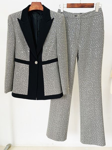 women's two piece pants high street est designer fashion runway suit set women's slim fit color block sequined blazer pants suit 2, White
women's two piece pants high street est designer fashion runway suit set women's slim fit color block sequined blazer pants suit 2, White
