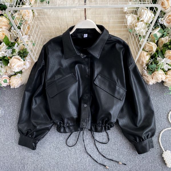 stylishness streetwear style jackets women loose leather short coat woman single breasted pocket motorcycle jacket female 2023, Black;brown
stylishness streetwear style jackets women loose leather short coat woman single breasted pocket motorcycle jacket female 2023, Black;brown