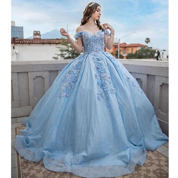 glitter tulle quinceanera dresses floral 3d flowers applique crystal beads off the shoulder corset back sweet 16 dress graduation pageant go, Blue;red
glitter tulle quinceanera dresses floral 3d flowers applique crystal beads off the shoulder corset back sweet 16 dress graduation pageant go, Blue;red