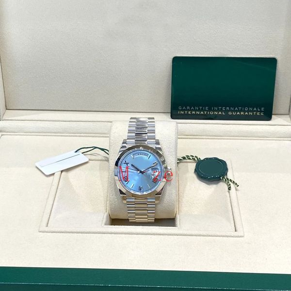 with original box vluxury wristwatch platinum ice blue day-date watch 40mm 228206 men's automatic watch, Slivery;brown
with original box vluxury wristwatch platinum ice blue day-date watch 40mm 228206 men's automatic watch, Slivery;brown