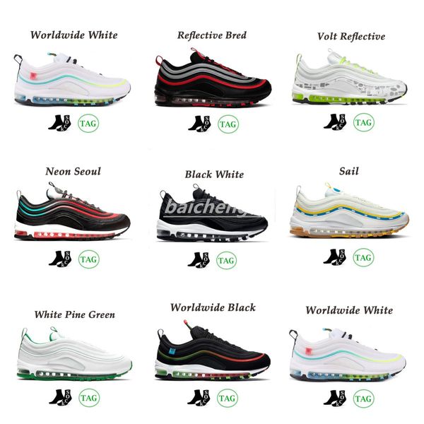 2022 without box men running shoes og gold silver bullet triple white black mens womens trainer sports sneakers size 36-46 b0, White;red