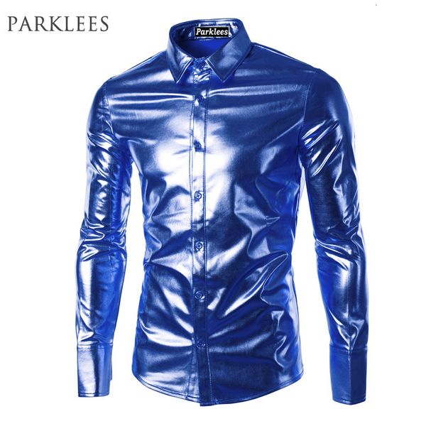 men's casual shirts blue coated metallic shirt men brand night club wear men dress shirts button down shirts long sleeve shiny elastic, White;black
men's casual shirts blue coated metallic shirt men brand night club wear men dress shirts button down shirts long sleeve shiny elastic, White;black
