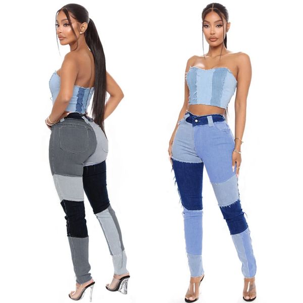 spring autumn jeans stitching temperament commuter french trousers high waist high elastic new jeans 9070, Blue
spring autumn jeans stitching temperament commuter french trousers high waist high elastic new jeans 9070, Blue