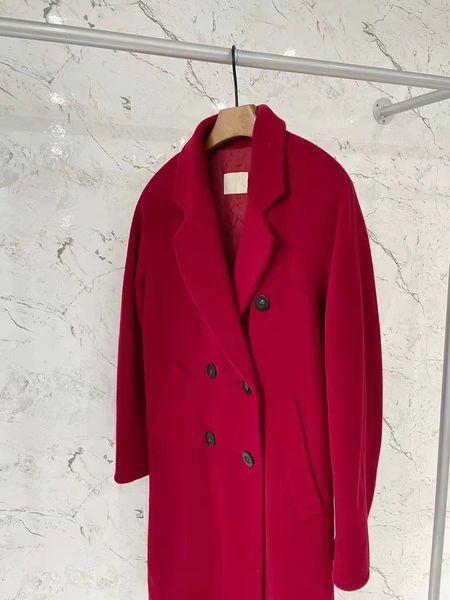 red mmax madame women wool blends long cashmere coat lapel neck long sleeve double breasted 101801, Black
red mmax madame women wool blends long cashmere coat lapel neck long sleeve double breasted 101801, Black