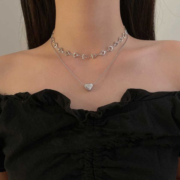 s kpop heart pendant for women vintage multi layer link chain necklace punk aesthetic jewelry 2022 0206, Silver
s kpop heart pendant for women vintage multi layer link chain necklace punk aesthetic jewelry 2022 0206, Silver