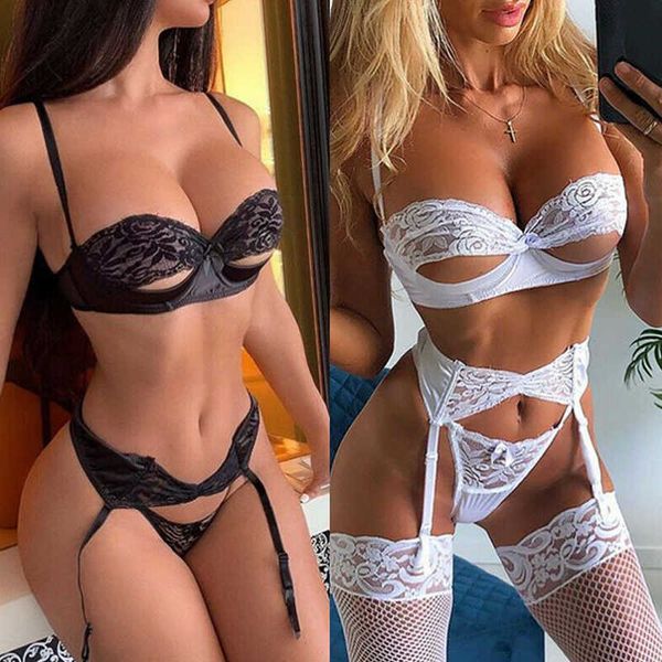 set women' erotic lingerie 3 piece lace openwork suspender underwear low waist thong garter split suit temptation y2302, Red;black
set women' erotic lingerie 3 piece lace openwork suspender underwear low waist thong garter split suit temptation y2302, Red;black