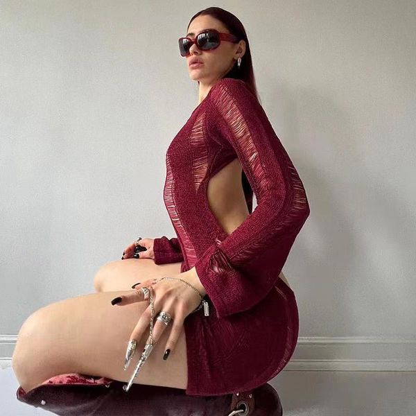 casual dresses mesh see through sheath hollow out dress neck long sleeve women sashes, Black;gray
casual dresses mesh see through sheath hollow out dress neck long sleeve women sashes, Black;gray