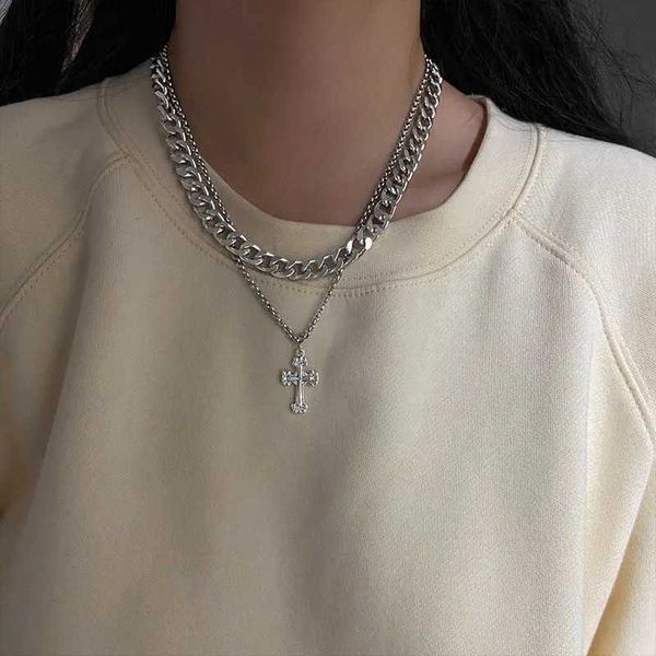 s stainless steel double layer cuban chain cross pendant men silver color punk hip hop male necklace jewelry 2022 trend 0206
s stainless steel double layer cuban chain cross pendant men silver color punk hip hop male necklace jewelry 2022 trend 0206