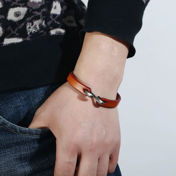 simple design leather bracelet for men punk leather wristband cool hand bracelets, Golden;silver
simple design leather bracelet for men punk leather wristband cool hand bracelets, Golden;silver