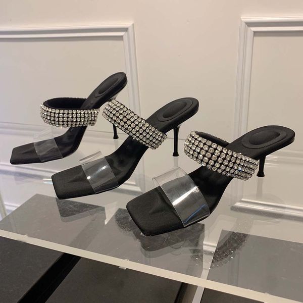 slotted high-heeled sandals brand 2023 new women's rhinestone square-headed peep-toe crystal semi-slippers, Black
slotted high-heeled sandals brand 2023 new women's rhinestone square-headed peep-toe crystal semi-slippers, Black