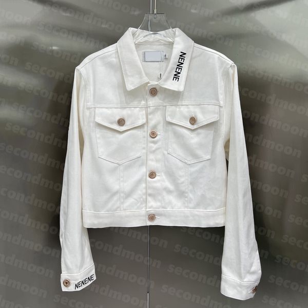 women letter embroidered jacket white denim jackets signle breasted vintage coat spring summer coats, Black;brown
women letter embroidered jacket white denim jackets signle breasted vintage coat spring summer coats, Black;brown