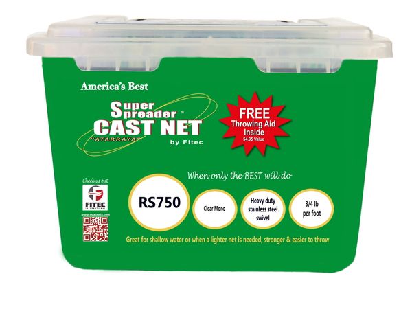 fitec super spreader rs750 cast net white nylon 4 ft 3 8 in mesh 3 4 lbs weights
fitec super spreader rs750 cast net white nylon 4 ft 3 8 in mesh 3 4 lbs weights