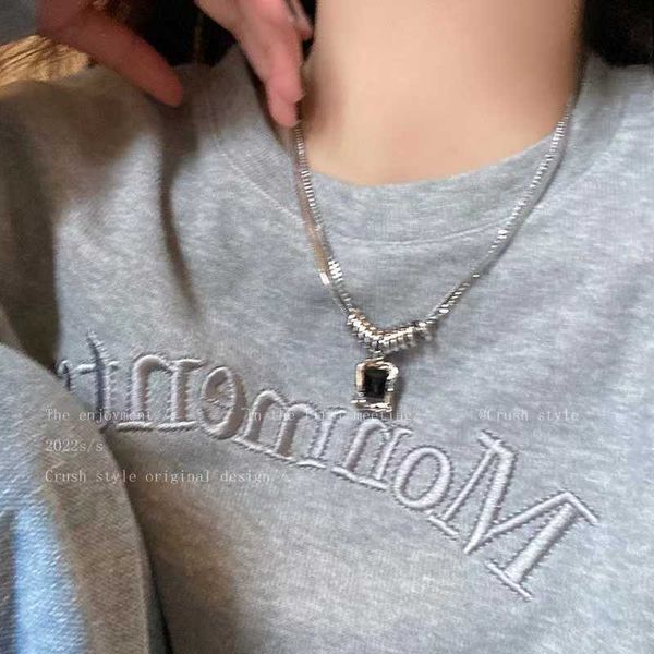 s punk black crystal pendant for women egirl trendy stainless steel snake chain layer necklace grunge aesthetics jewelry 0206, Silver
s punk black crystal pendant for women egirl trendy stainless steel snake chain layer necklace grunge aesthetics jewelry 0206, Silver