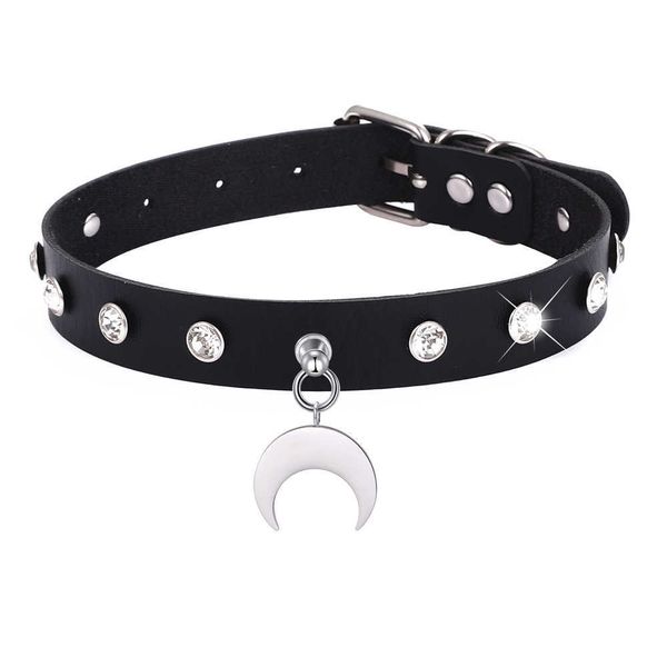 pendant necklaces moon gothic choker necklace for women girls black leather rhinestone crescent chocker collar jewelry rave accessories 0206, Silver
pendant necklaces moon gothic choker necklace for women girls black leather rhinestone crescent chocker collar jewelry rave accessories 0206, Silver