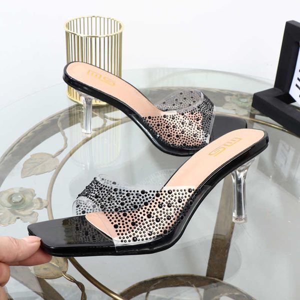 slippers transparent slippers woman summer2022 rhinestones outdoor women's shoes thin heels high heels luxury designer sandals 8.5cm g2, Black
slippers transparent slippers woman summer2022 rhinestones outdoor women's shoes thin heels high heels luxury designer sandals 8.5cm g2, Black