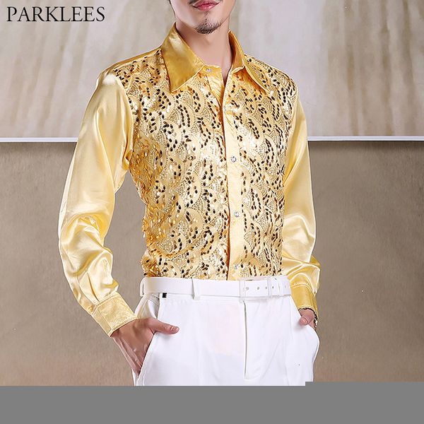 men's casual shirts shiny gold sequin glitter long sleeve shirt men fashion nightclub party stage disco chorus shirt for men chemise ho, White;black
men's casual shirts shiny gold sequin glitter long sleeve shirt men fashion nightclub party stage disco chorus shirt for men chemise ho, White;black