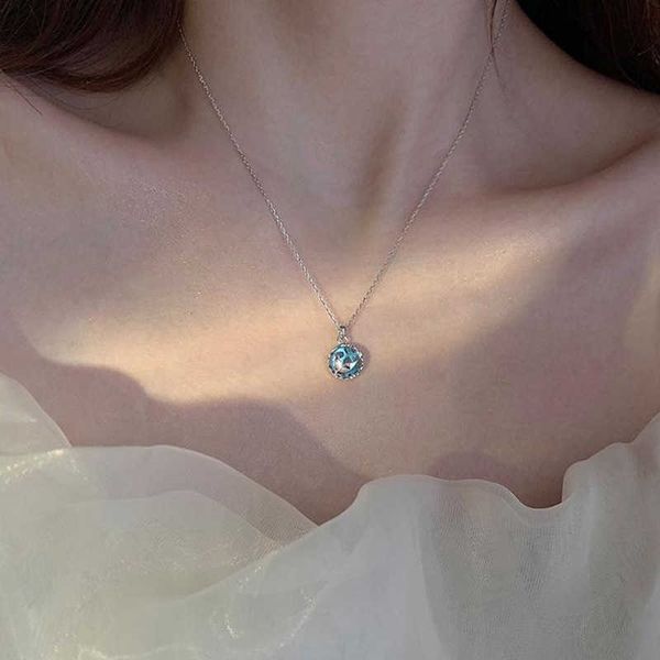 pendant necklaces silver plated tears foam necklace simple mermaid tail blue crystal clavicle chain for women accessories 0206
pendant necklaces silver plated tears foam necklace simple mermaid tail blue crystal clavicle chain for women accessories 0206